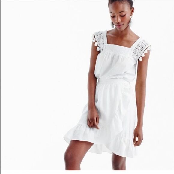J. crew ruffle linen white skirt size 12P - Picture 1 of 8